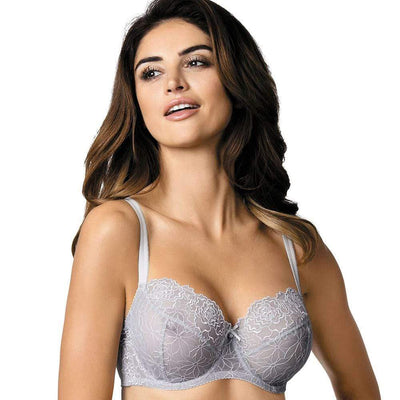 Sheer Mesh Balconette Bra Gorteks Pamela Silver