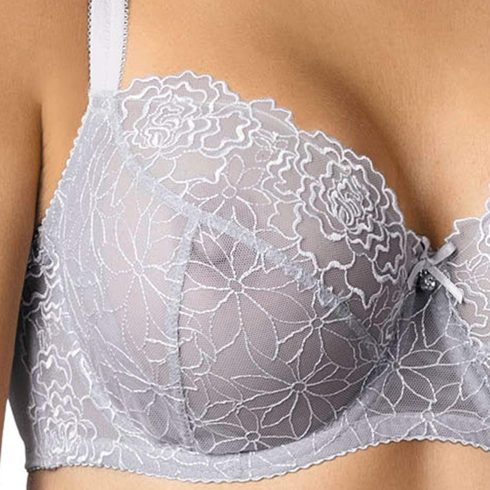 Sheer Mesh Balconette Bra Gorteks Pamela Silver