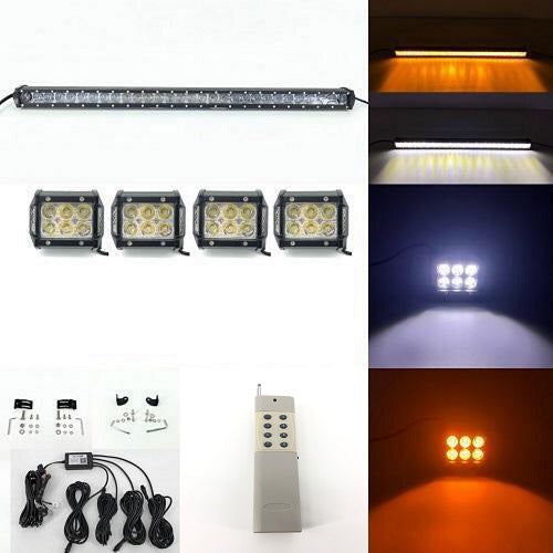 1 Slim Dual Color Strobe Light Bar Sync 4 Packs 4" LED Pods
