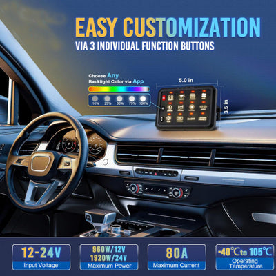 12-Gang Switch Panel Switches with Bluetooth APP Control – RGB Touch Control for RV, Yacht & Off-Road Vehicles