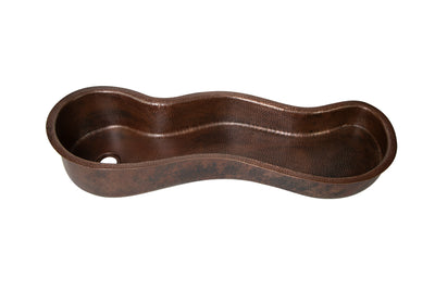40" ZigZag Inclined Bottom Hammered Copper Bar Sink